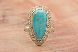 Genuine Blue Kingman Turquoise Sterling Silver Ring